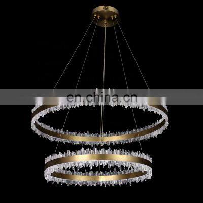 Double Layer Round Luxury Hotel Hall Duplex Villa Decorative Ring Crystal Chandelier