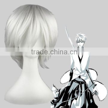 High Quality 35cm Short Straight Hitman Reborn wig Byakuran Gesso Silvery White wig Synthetic Anime Wig Cosplay Hair Wigs