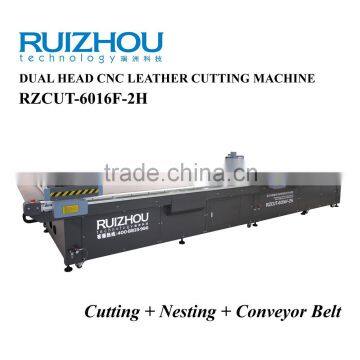 Automatic Leather Cutting Machine with Two Heads and Conveyor Belt