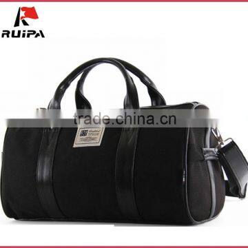 foldable leather straps travel duffel bag travel duffle teeange cotton fabric leather handbag