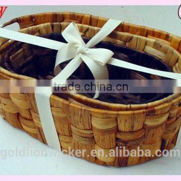 water hyacinth basket with cut-out handle