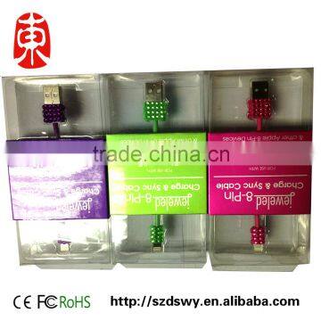 Original Micro Android USB Phone Cable Charger Data Jeweled 8-Pin Sync Cable For iPhone Micro