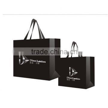 Silver Hot Stamping Design Black Paper Bag