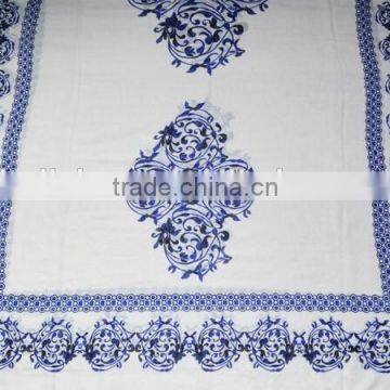 Autumun Winter Fashion Blue And White Porcelain Printing Cotton Pashmina Scarf With Tassel