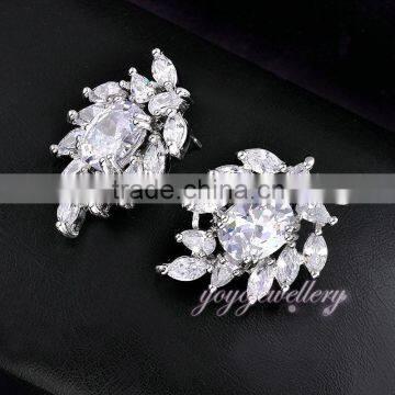 Flower Design Wedding Women Gold Zircon Jewelry Set photo-3