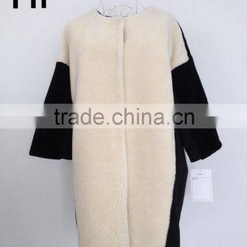 Factory direct sale lady"s fashion wool sheared fur coat