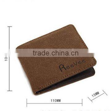 New Mens Boys Plain Canvas Velcro Leather Wallet With id Window photo-2