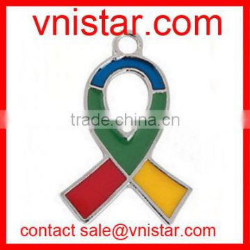 vnistar metal alloy multi color medical cancer awareness ribbon charms dangle for jewelry making TC189