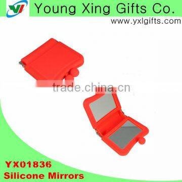 Mini Folding Silicone Compact Mirror/Hot Sales Low Price Promotional Compact Mirror