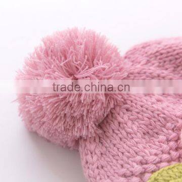 New Design Best Quality Baby Girl Knitted Puffball Winter Hat