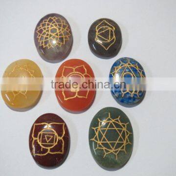Seven Body Chakra Engarved Reiki Sets Healing Crystals Spirituality Energy Stones photo-2