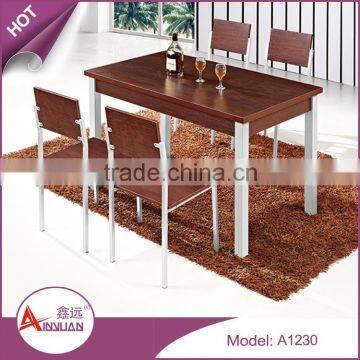 Dining room furniture general Use durable modern design metal legs 15 mm thick MDF rose wood dinner table set