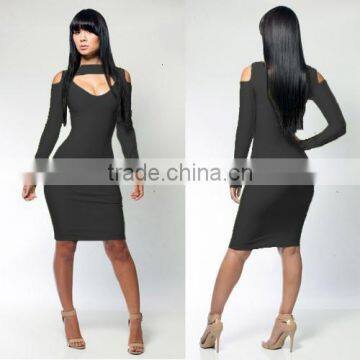 long sleeve black celebrity bandage bodycon dress