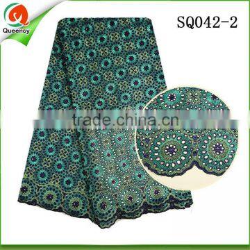 Swiss Voile Lace Big 100% Cotton Lace 100 Cotton Dyeing Fabric in Royal Blue photo-2