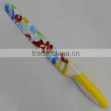 nonstick bread knife with color pattern