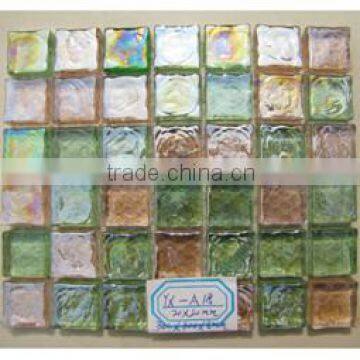 Green and light brown mosaics for glass glazed colored mosaic tile for sale