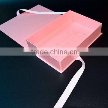 High End Beautiful Pink Flat Folding Paper Gift Box photo-3