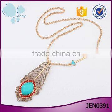 New gold chain design jewellery arrow charm feather pendant necklace                        
                                                                                Supplier's Choice