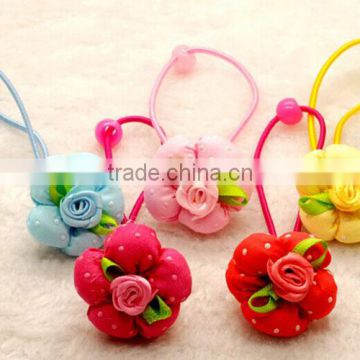 2014 New arrive kids rose flower hair band with elastic string