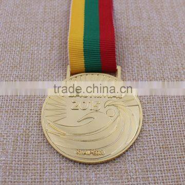 Custom high quality shiny sports gold medals / award medals with ribbon