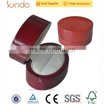 Great red elliptical shape custom wedding ring box wooden                        
                                                Quality Choice