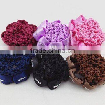 crochet hair snood bun cover hairnet satin hari cover with rhinestone
