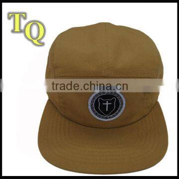 5 panel cap with woven label Badge logo/printed tape stranpback hat and cap