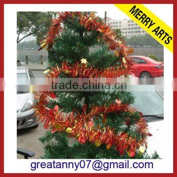 Hot sale 2015 new design red mylar christmas wire tinsel holiday decoration