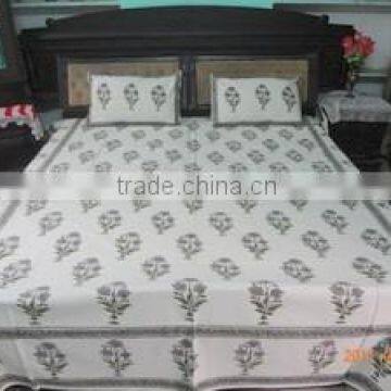 Hand Block Print Bed Cover Patch Work Bed Sheet With 2 Pillow Covers Manufactures in India