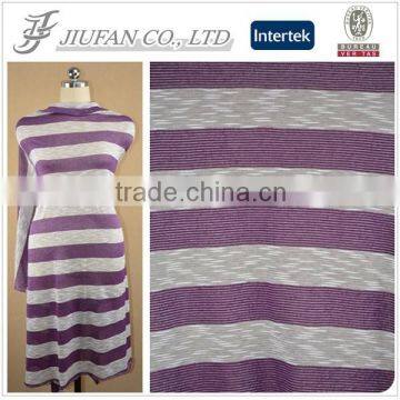 Jiufan Textile 70%Polyester 30%Rayon Hacci Fabric with Slub Soft Touch Stripe Chunky Knitting Fabric for Coating