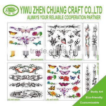 classical flower and butterfly temprary tattoo sticker