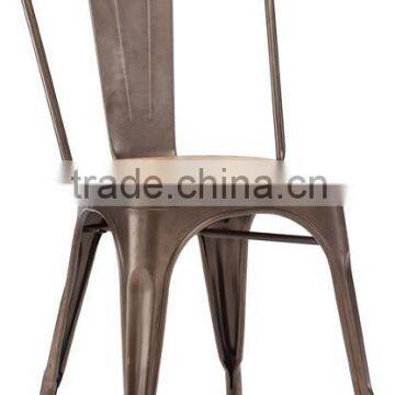 TROY METAL CHAIR WITH WOOD SEAT , VINTAGE TROY INDUSTRIAL DINING CHAIRS