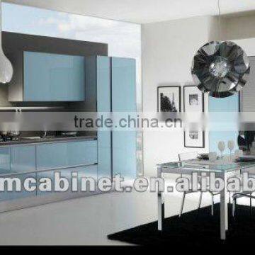 Ocean Blue Lacquer Kitchen Cabinet