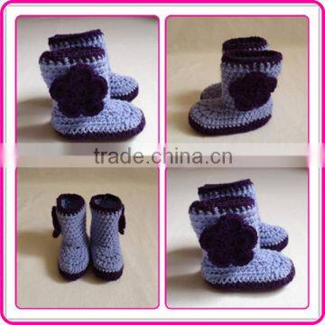 beautiful baby girl shoes with crochet flower new design warm fashion soft crochet boots