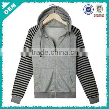 Zipper Up Raglan Mens Striped Hoodie (lyh-060016)