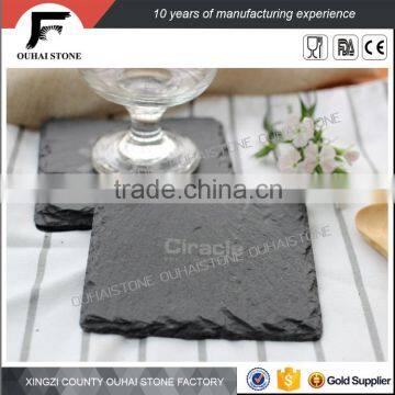 Natural slate drink coasters with logo