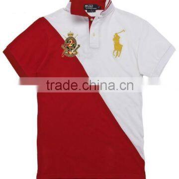 Half Red & White Color Polo Shirt / Men T Shirt / 100% Cotton Fashion Design Polo T Shirt