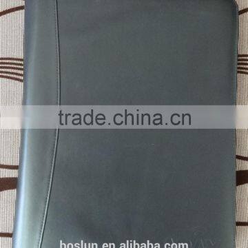 A4 PVC leather material black promotional decument portfolio with culaclator