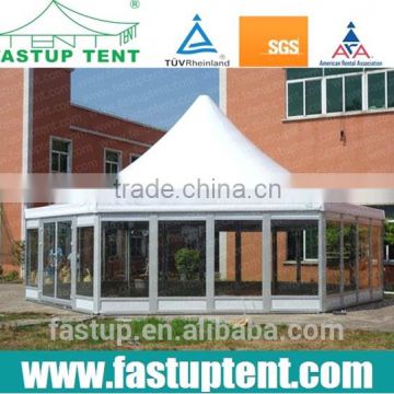 Pagoda Design Glass Wall Hexagon Tent, Hexagonal Gazebo