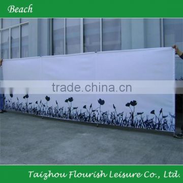 5 poles polyester beach windbreak Screen wtih fabric polyester printed