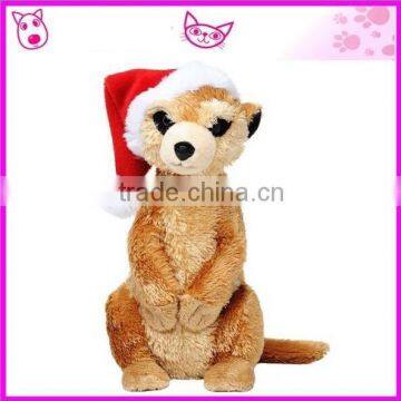 8" christmas meerkat toy with santa hat/ stuffed plush meerkat toys for christmas