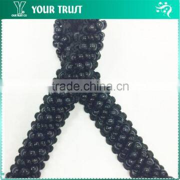Oblique Line All Black Bugle Beaded Trim Black Trimming