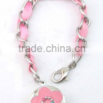 fashion metal round shape solid perfume container /lip gloss bracelet, with ribbon, OEM designs accepted.<DHCA9027>