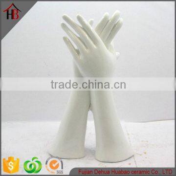 Ceramic porcelain hand shaped ring jewelry holder