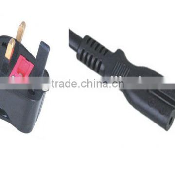 BS power cord UK plug to IEC C7 male ends