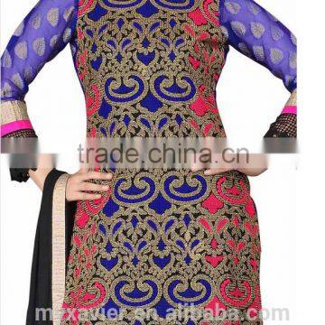 Deep Blue Georgette Straight Suit Elegant Fashionable Indian Designer Indian Salwar Printing Clothing Wholesale