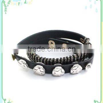 2015 PU DIY Button Chain Wrap Bracelet .Star Button