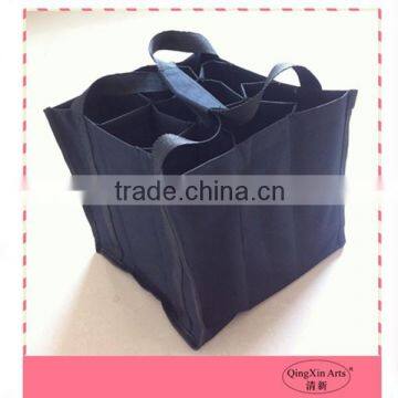 Hot selling new design recycling 600D tote wine bag with 9 pack