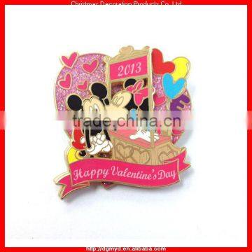 beautiful zinc alloy pin badge for Valentine's day (KMS-2047)