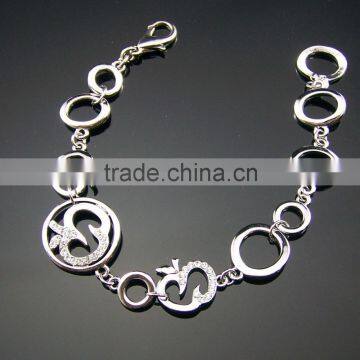 Apple Series Stainless Steel Circles&Rings Carabiner Bangle Bracelet